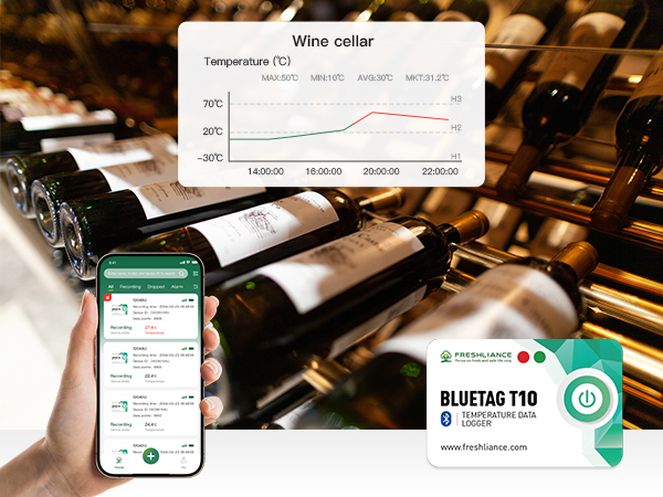 BlueTag T10 HACCP Enregistreur de données de température Bluetooth